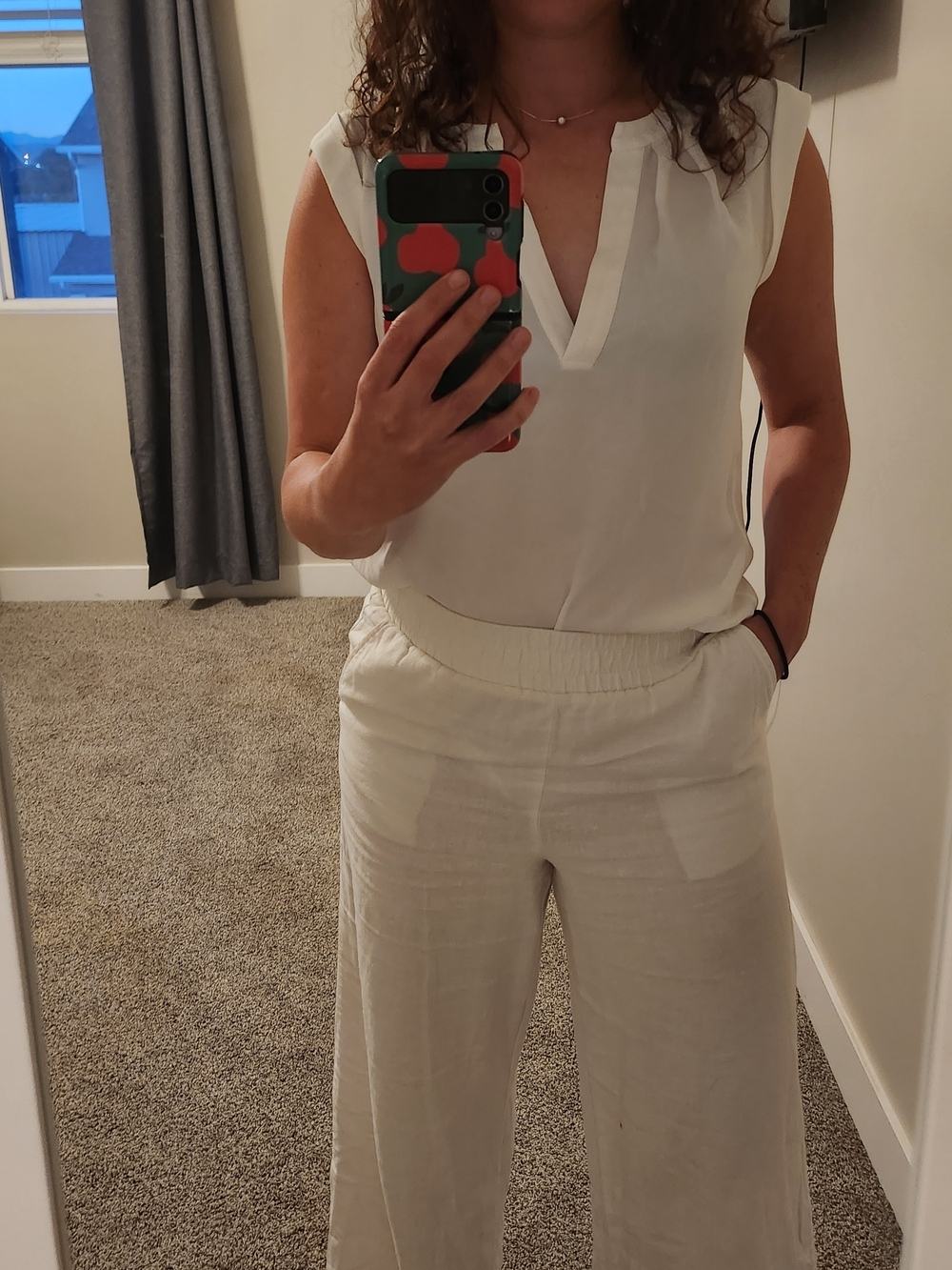 J. Crew Cream Split-Neck Sleeveless Blouse